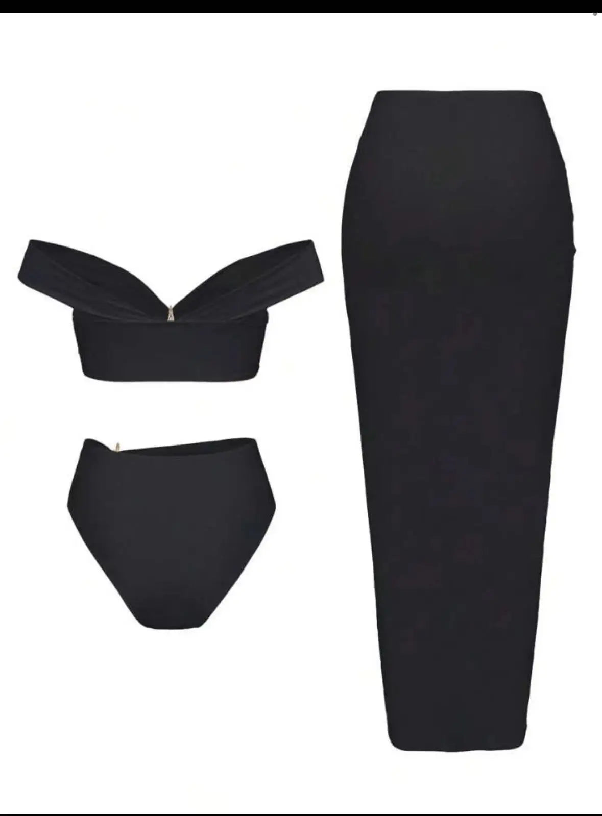 New Women's Clothing Starfish Bikinis Sets Solid Color Swimsuit Long Skirt Three Piece Simple Style Temperament Simple Style