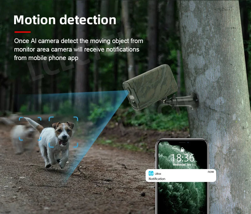 LCLCTEK 4MP 4G SIM Card Mobile App Trail Hunting Battery Powered Camera PIR Detection Outdoor IP66 Wireless Security CCTV Camera