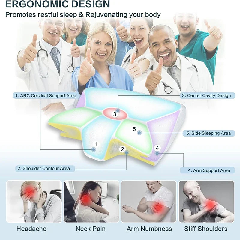 Butterfly Memory Cotton Neck Pillow Ergonomic Contoured Slow Rebound Cervical Pillow For All Sleep Positions Shoulder Relief