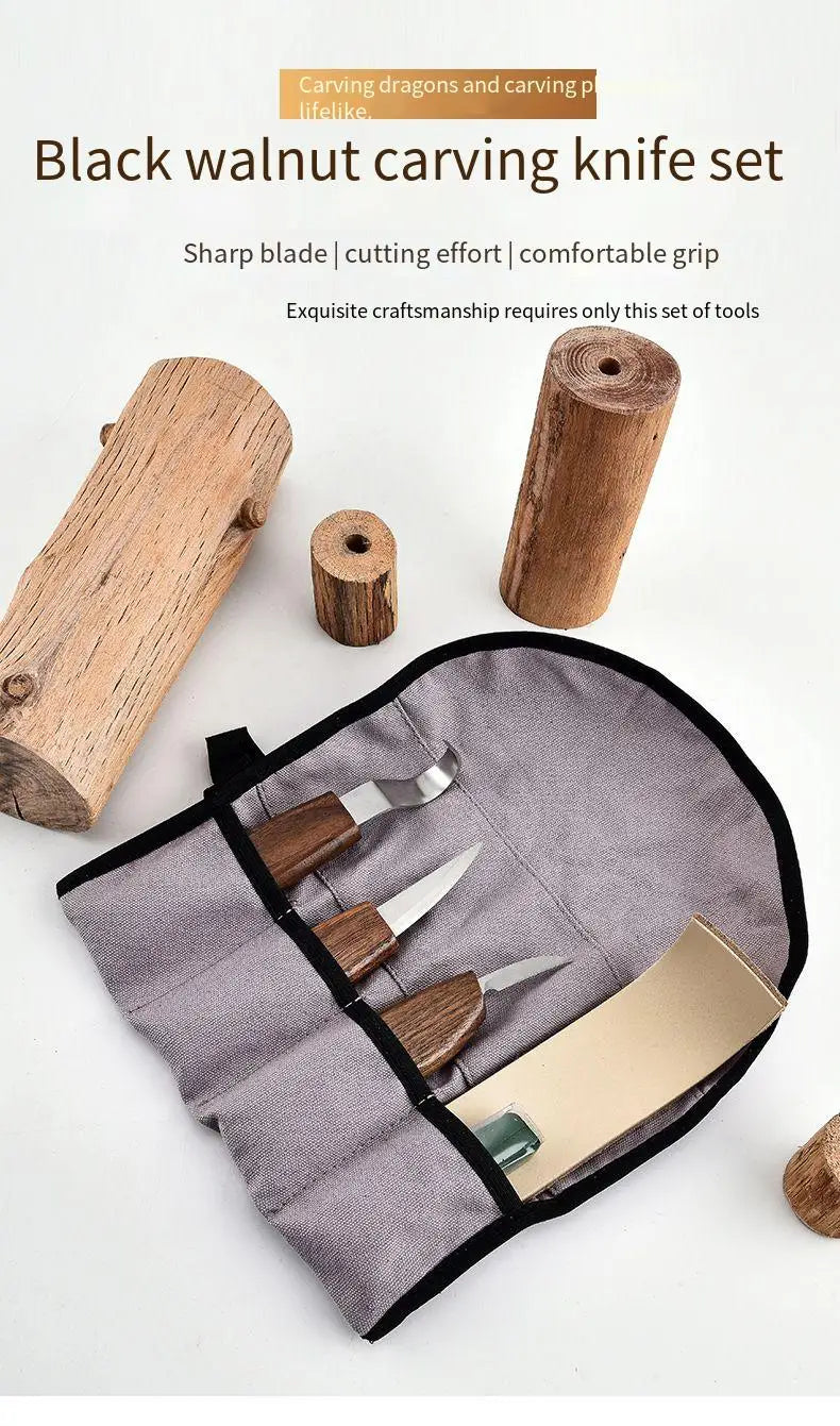 1 Set Wood Carving Tools Chisel Woodworking Cutter Hand Tool Set Wood Carving Knife DIY Peeling Woodcarving Gloves