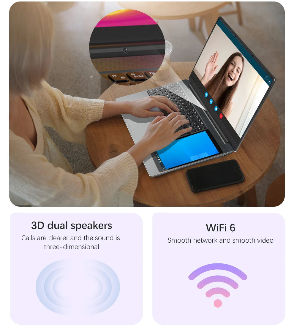 GLF-Y2 Dual Screen Laptop Intel N100 Max 15.6 Inch IPS+7'' Touch 32G DDR4 M.2 2T SSD Slim Business Computer Gen Office Notebook