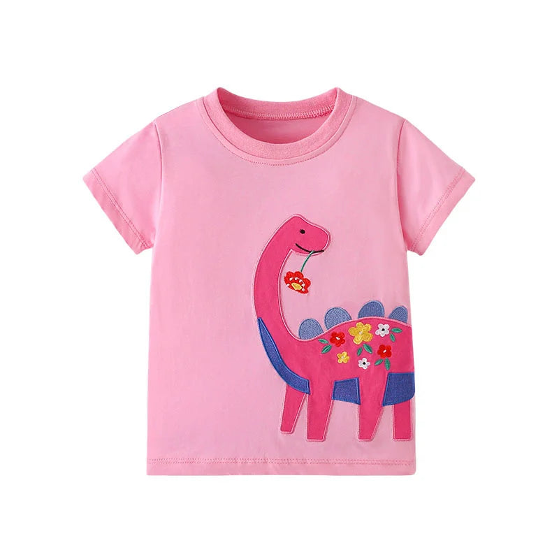 Jumping Meters 2-7T Animals Print 100% Cotton Baby Girls Tees Cotton Summer Toddler Clothes Kids Tops Children's Tshirts