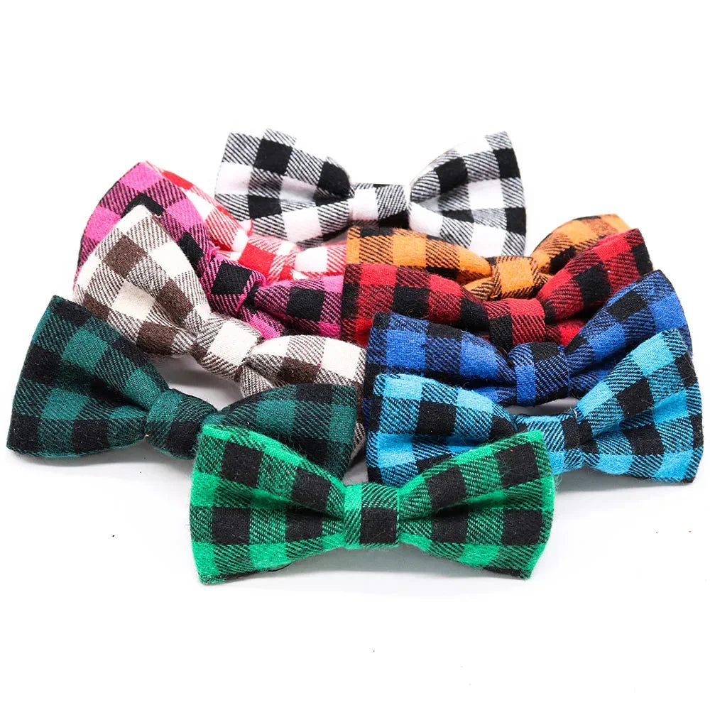 50pcs Cotton Glaid Dog Bowtie Sliding Pet Dog Collar Bow Bulk Small Doga CataBow Tie For Dogs Pets Grooming Dog Accessories