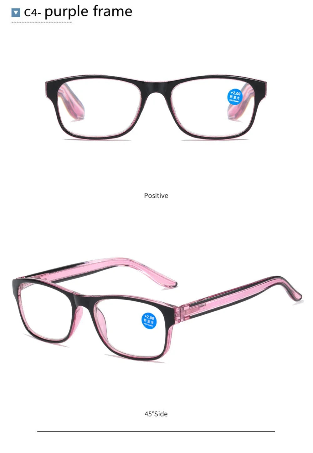 Anti Blue Light Reading Glasses Fashion Women Men Clear Sqaure Computer Presbyopic Eyeglasses Spring Legs Frame Eyewear