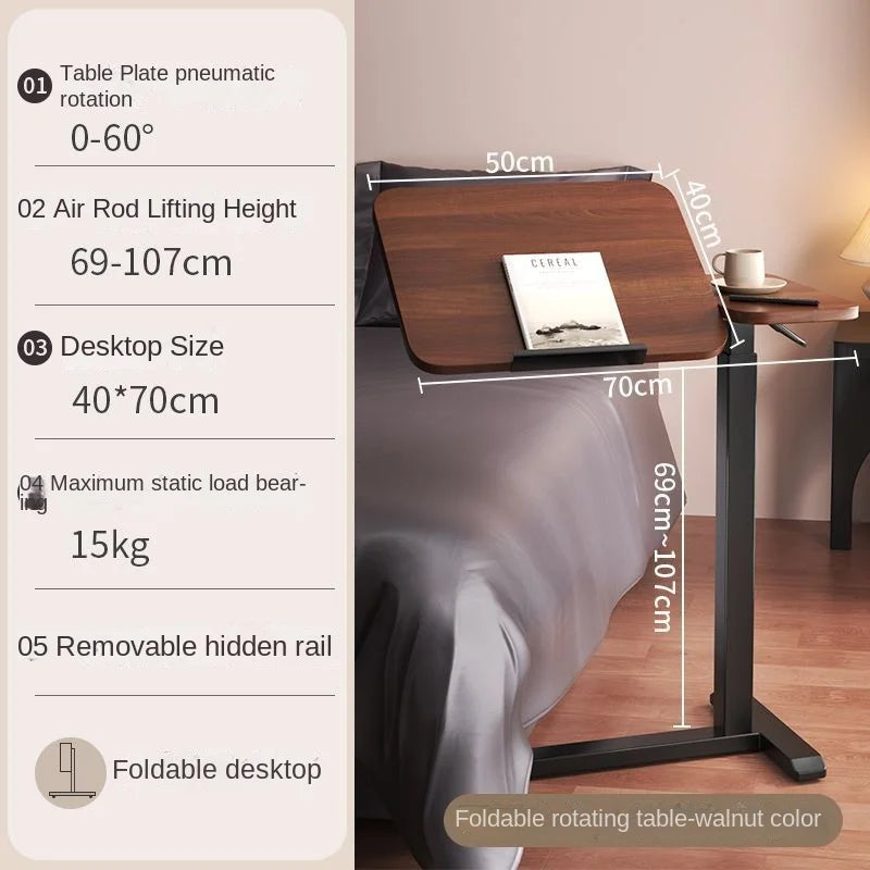 Folding bedside table pneumatic lift table mobile study table computer table office desk lazy dining table