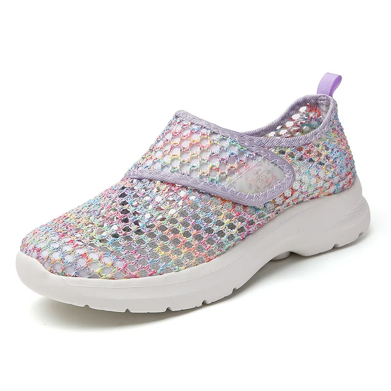 Women Mesh Shoes Summer Sports Black Outdoor Comfortable Loafers Monk Sneakers Girls For Walking Flats Mother Gift