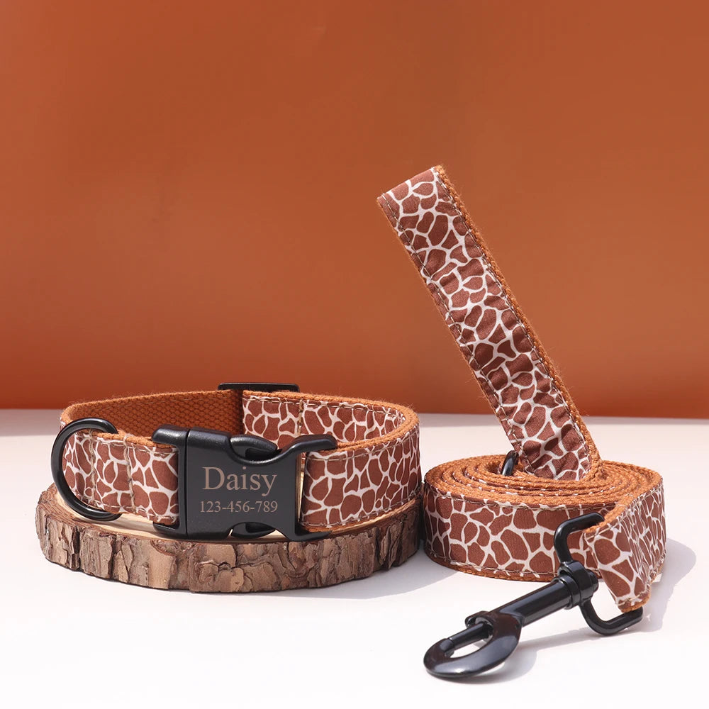 Animal Colors Customized Dog Collar Set Personalized Id Name Tel Adjustable Free Engraving Name for Small Medium Large Dogs