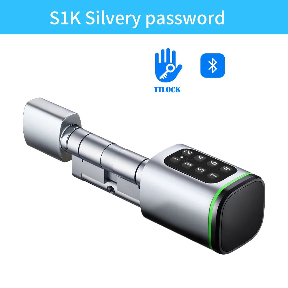 TTLOCK App Electronic Digital Smart Cylinder With Fingerprint or Password Bluetooth 13.56mhz Rfid Card Mechanical Key Euro lock