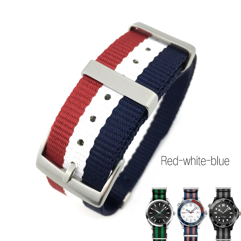 19mm 20mm 21mm 22mm Nylon Canvas Watchband Fit for Omega Seamaster 300 007 AQUA TERRA 150 Seiko Tissot Rolex Watch Strap