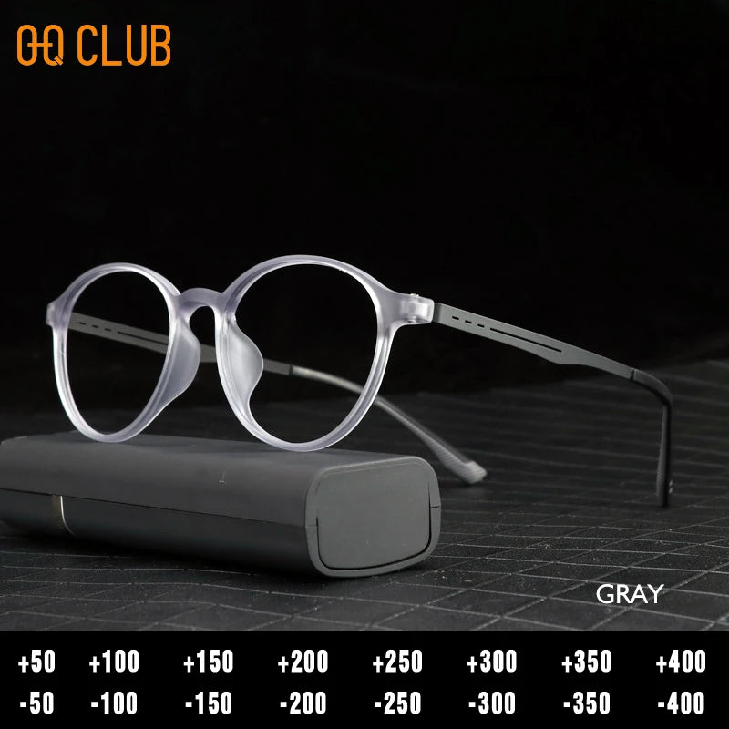 O-Q CLUB Ultra-light Reading Glasses Woman Optical Classic Round TR90 Titanium Legs Lunette Pour Femme Original Women Sunglasses
