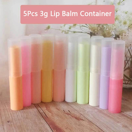 5Pcs 3g Lip Balm Container With Caps Mini Empty Lip Balm Stick Tube Lipstick