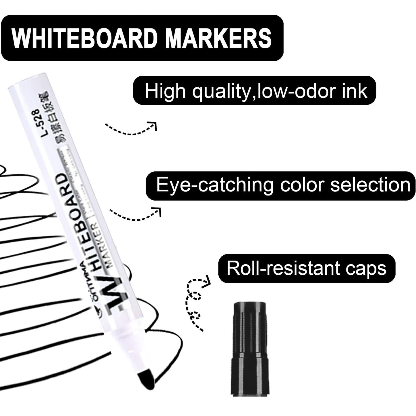1/20pcs Erasable Whiteboard Marker Pen Blackboard Marker Teaching Chalk for Glass Ceramics Office School Art Marker Stationery