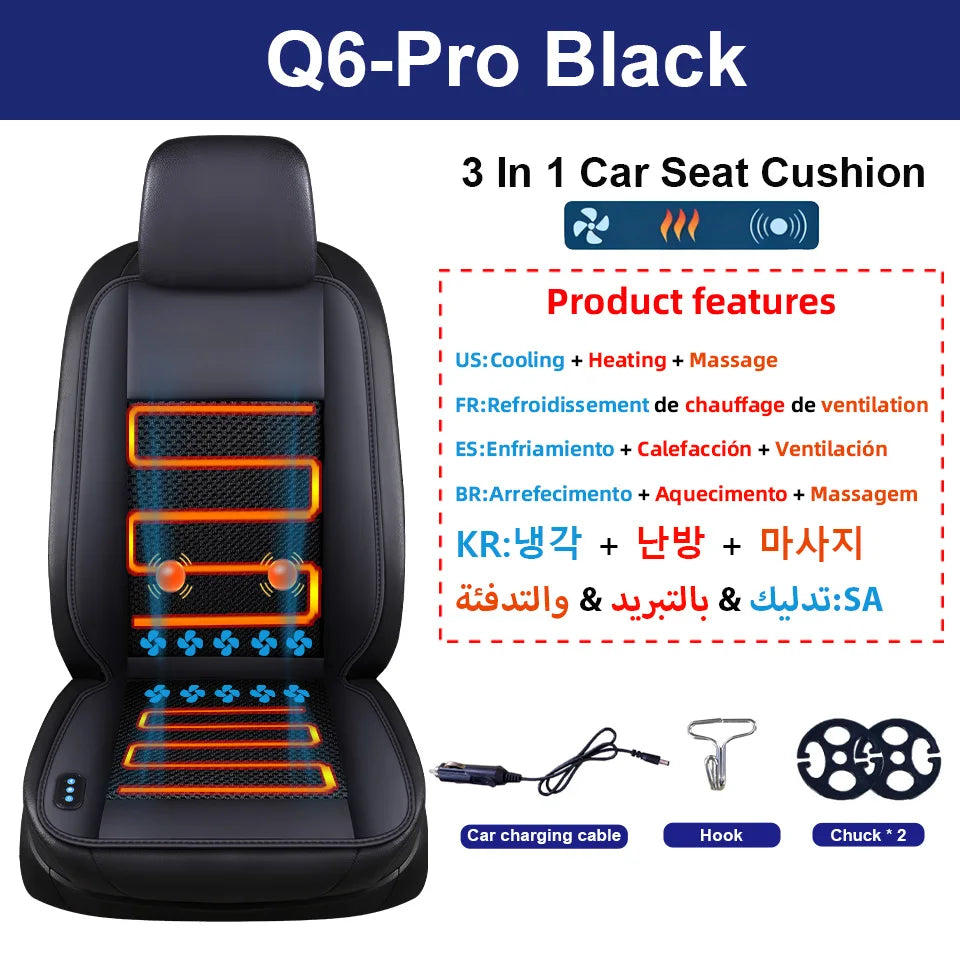 10 Hidden Fans 3 In1 Car Seat Cover Cooling Heating Massage Multi-Functional Seat Car Cool Air Seat Cushion Fast Blow Seat Cover