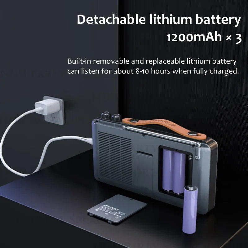 SANSUI Portable FM/MW/SW Radio 7-inch HD LED Display Radio Wireless Bluetooth Speakers Dual TF Card Slot MP4 Video Music Player