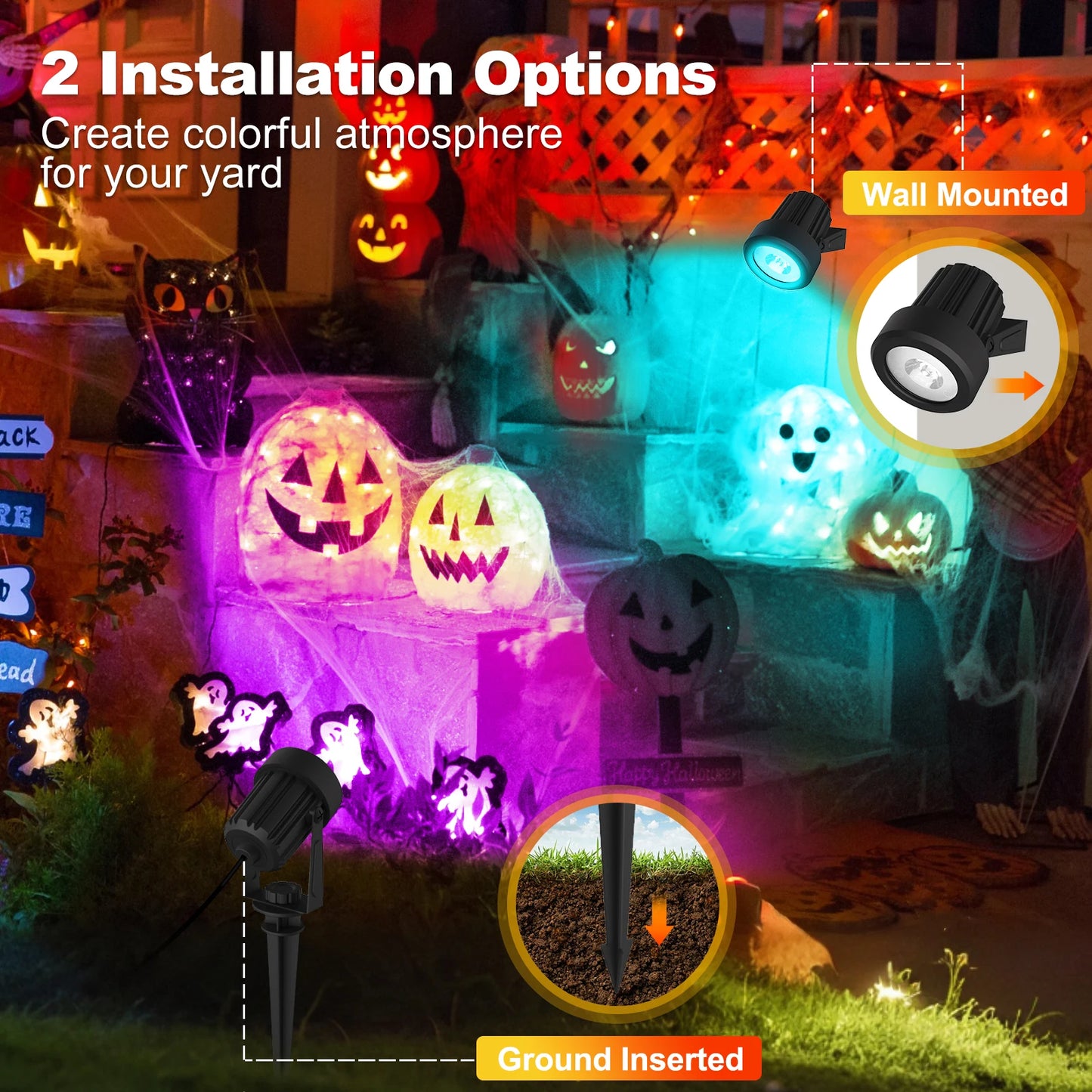 RGB/3000K/6000k Solar Garden Light Outdoor Solar Power Spotlight IP65 Waterproof Wall Light Lawn Lamp For Yard Lawn Walkway