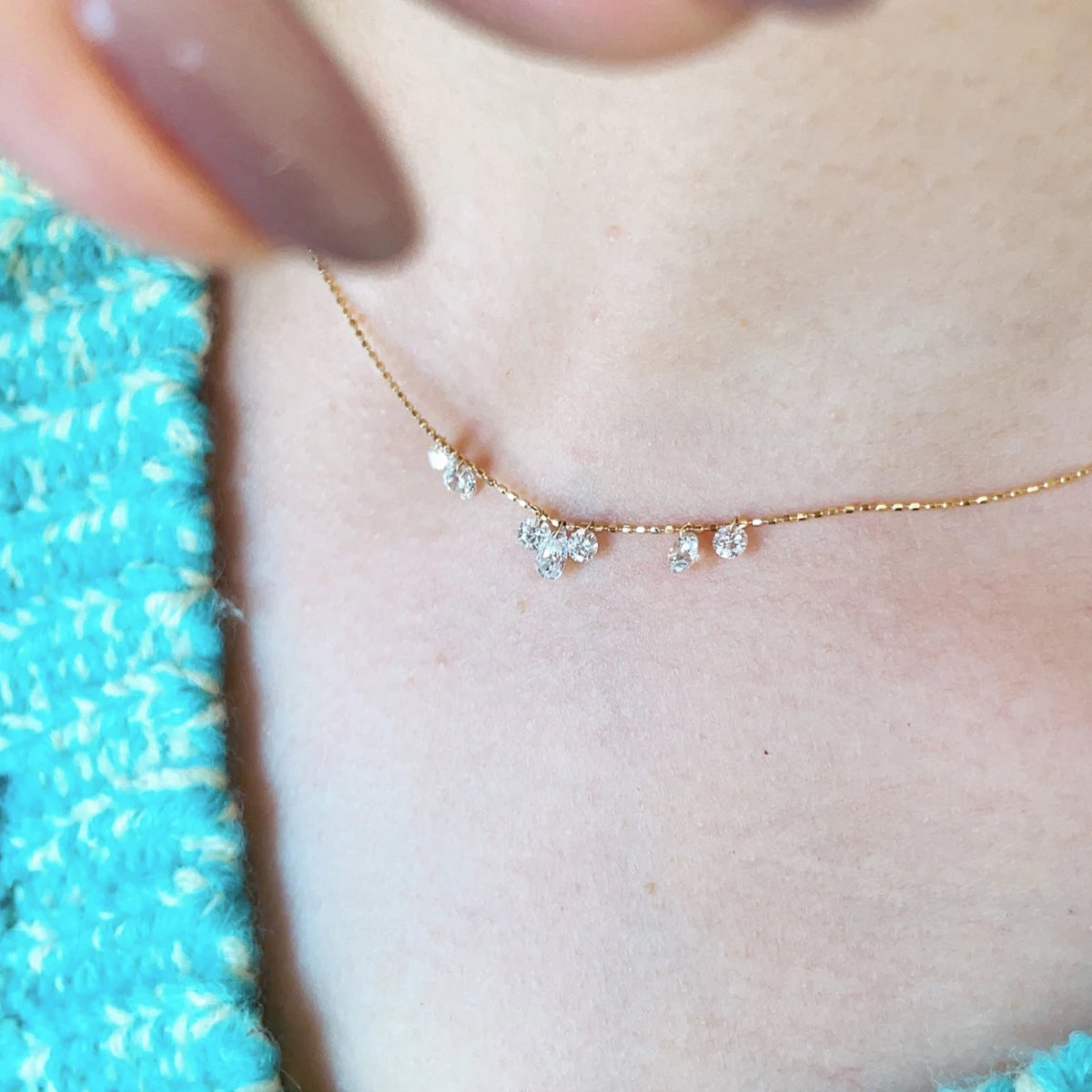 S925 pure silver women's necklace water droplet pendant collarbone chain light luxury fashion personality holiday gift