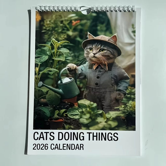 2026 Garden Cat Wall Calendar 12-Month Daily Weekly Planner Desk Organizer Table Decor Agenda Organizer Calendar for Bedroom