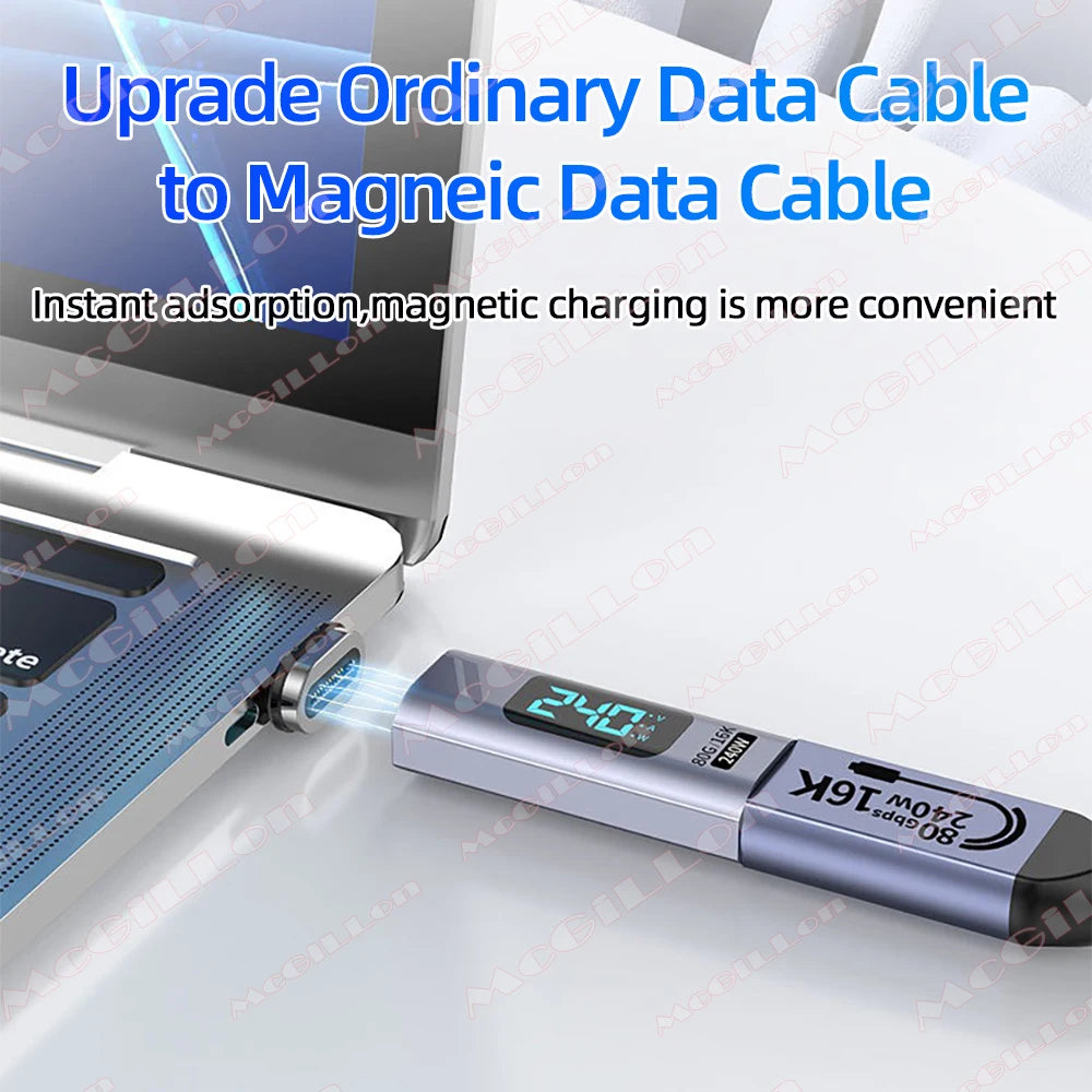 USB4.0 80Gbps 240W Thunderbolt 5 Magnetic Adapter Type C To USB C Fast Charge Magnet Converter Cable 16K@60Hz 5A Type C Adapter