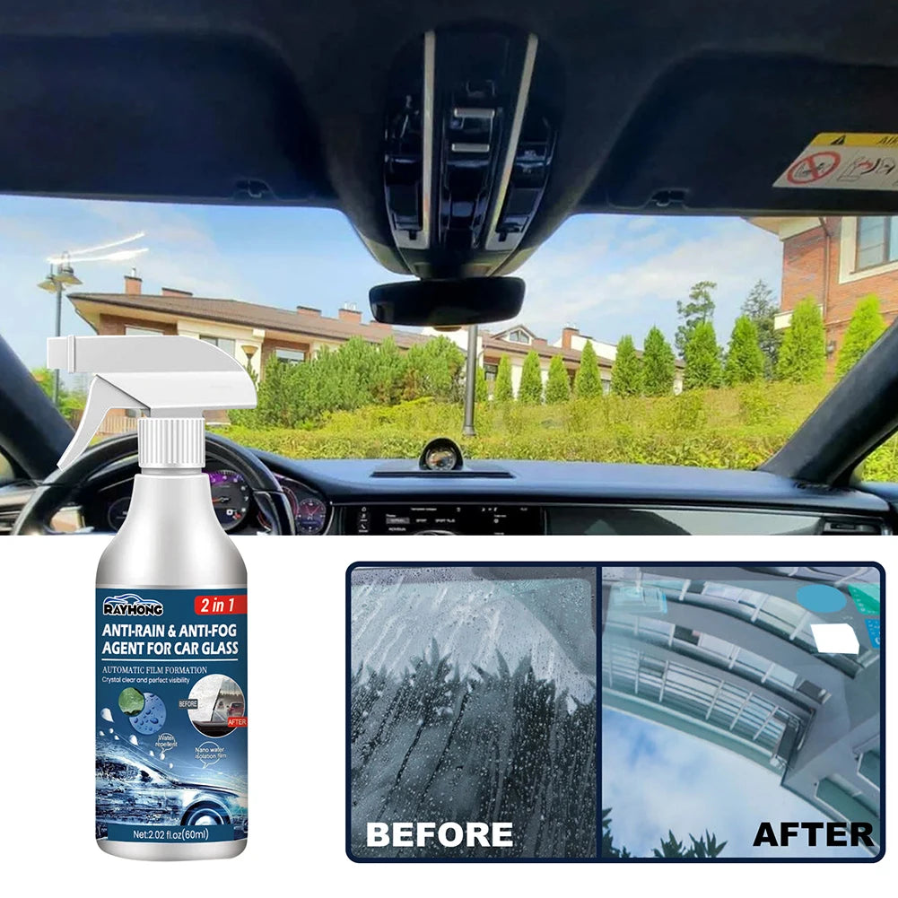 Anti Fog Rain Repellent Spray 60ml Car Glass Rainproof Antifogging Coating Agent Long Lasting for Windshield Rearview Mirror