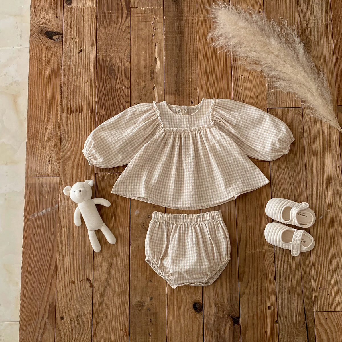Spring Baby Girls Sets Girls Cotton Plaid Lace Blouse+Bottom Shorts Set for Kids Infant Outfits 0-3T Baby Girl Clothing Outfits