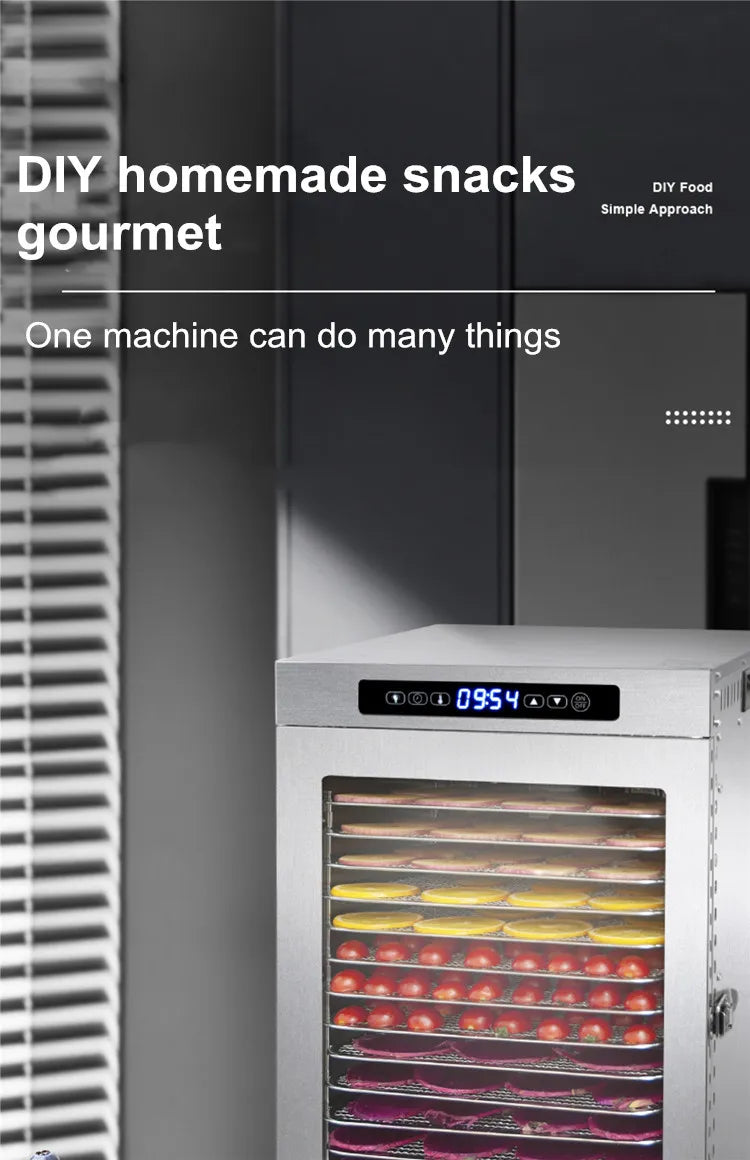 14 Trays Food Dehydrator Fruit dryer Stainless Steel Machine  1200W Household Vegetables Fruit Dryer with Digital Timer for Home