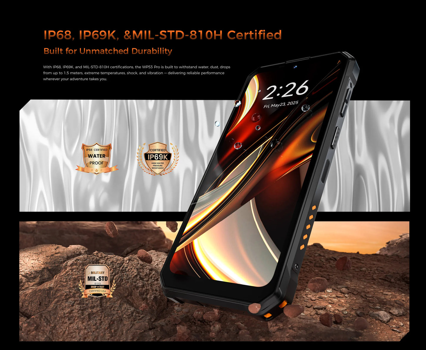 OUKITEL WP53 PRO 11000mAh Battery Rugged Smartphone, 24GB+256GB Cell Phone, Android 15 NFC 50MP Main Camera Mobile Phone