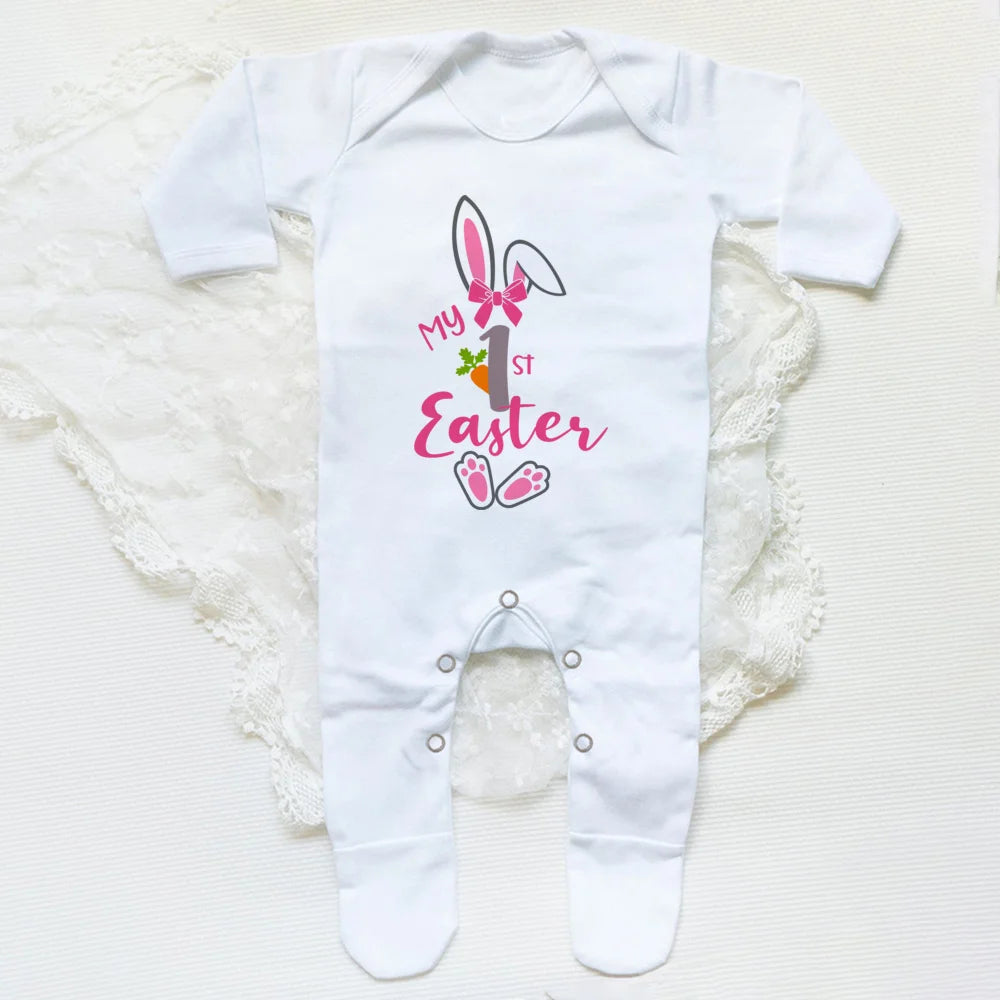 My First Easter Print  Baby Sleepsuit Newbron Babygrow Sleepsuit Baby Girl/ Boy Clothing Infant Easter Day Present  Bodysuits