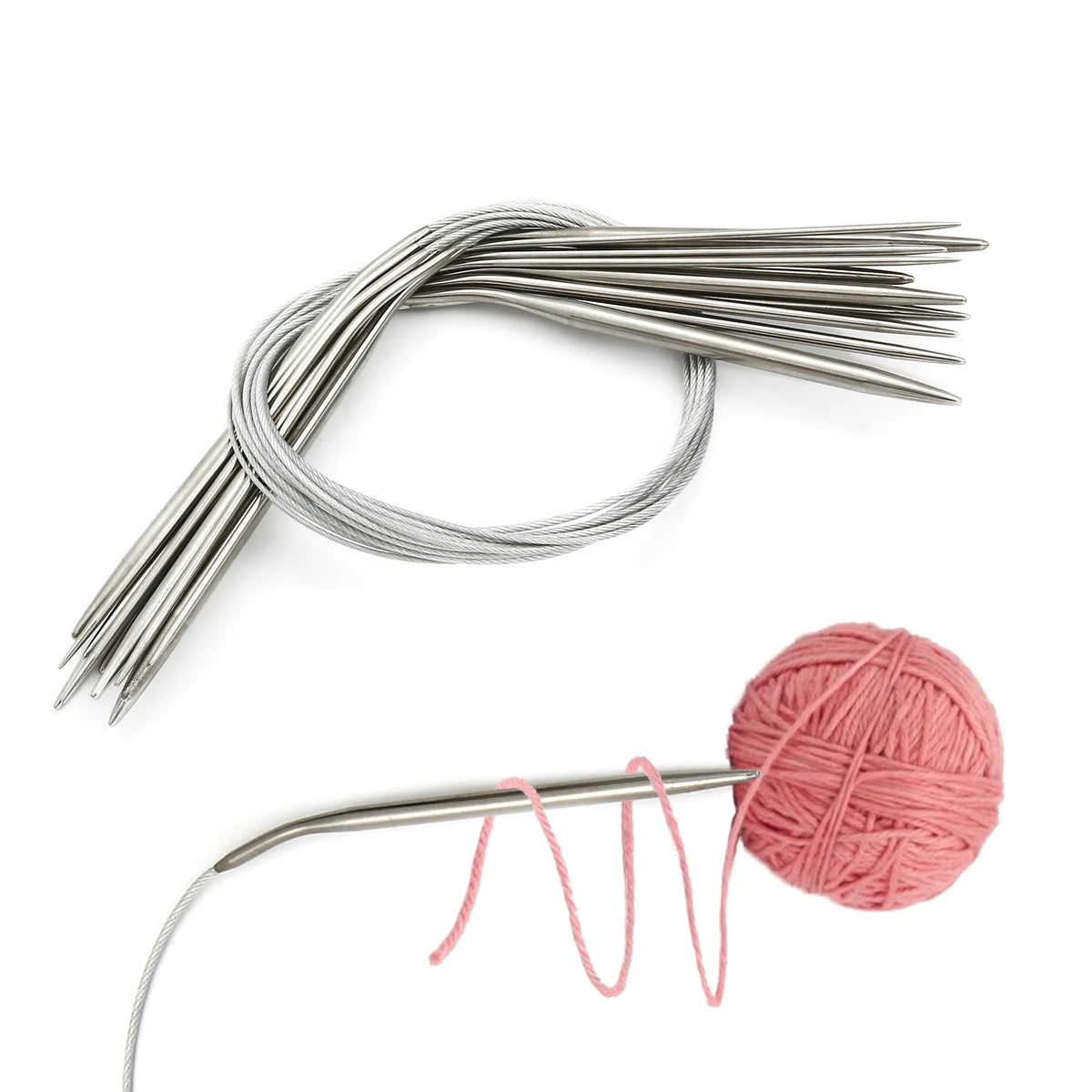 43/60/80/100/120cm Stainless Steel Circular Knitting Needles Crochet Needles For Knitting DIY Weaving Pins Needle Craft Tools