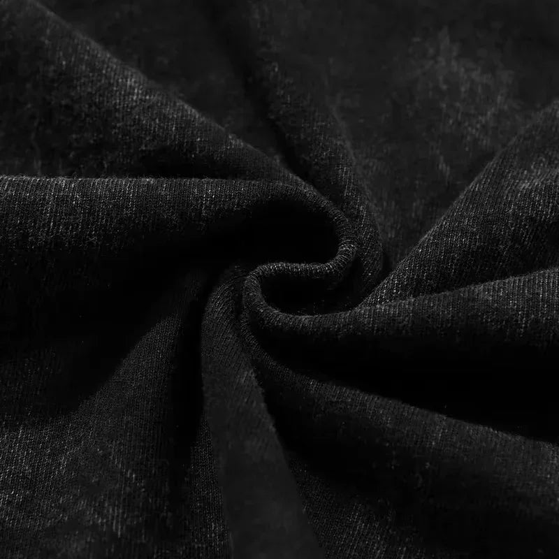 2024 Cotton Short Sleeve Tshirt Tops Hip Hop Men Women Streetwear Washed Black Harajuku T Shirt Japanese Anime Graphic T-Shirt