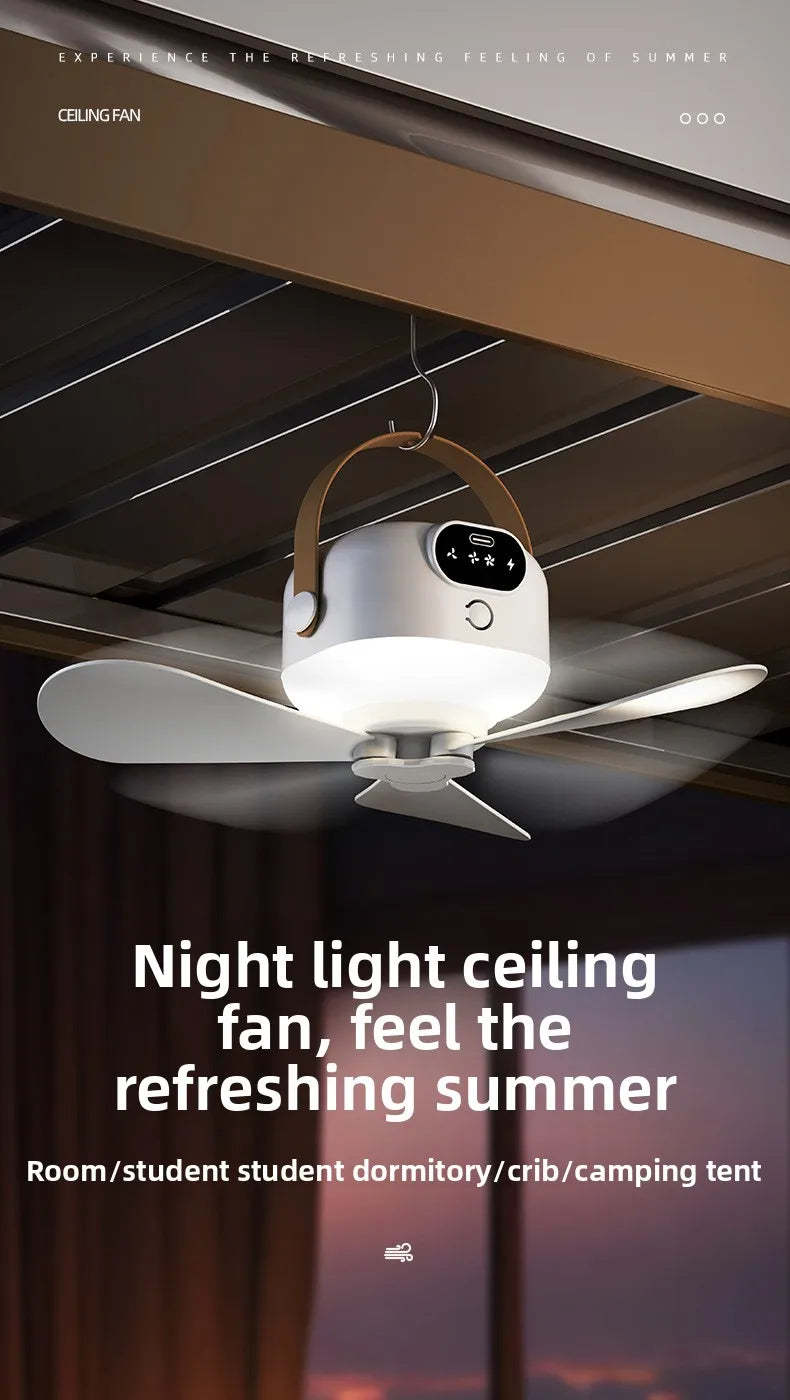 Outdoor Fan Small Ceiling Dormitory Night Light Remote Control Electric Fan Home