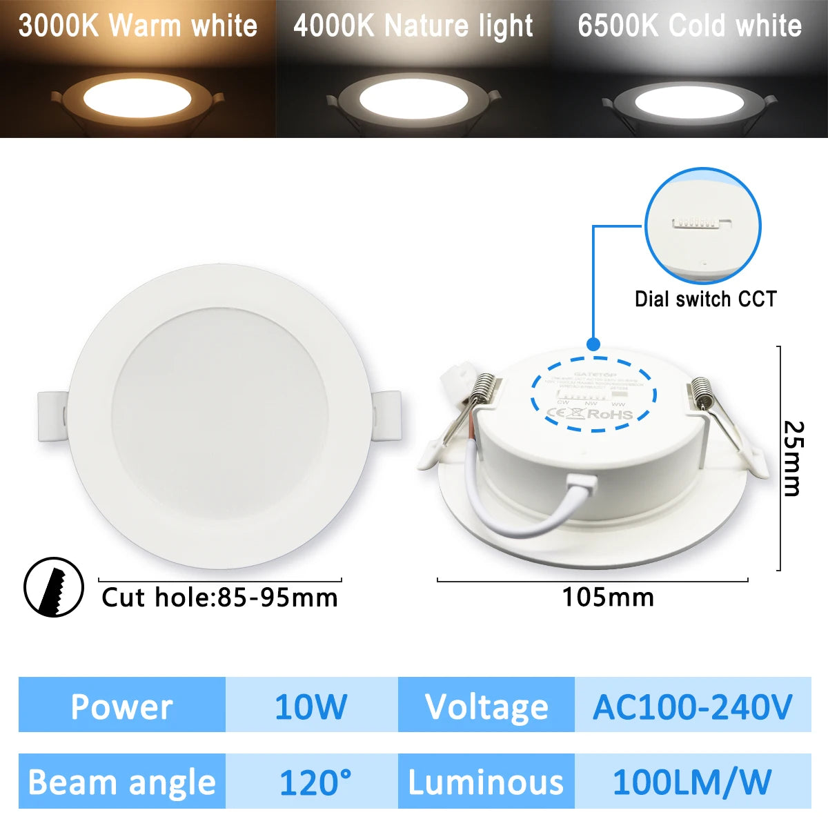 1-10pcs Led Surface Mounted Spot Downlight CCT 3000/4000/6500K Anti-glare Ceiling Lamp Foldable Spotlights for BedRoom Bathroom