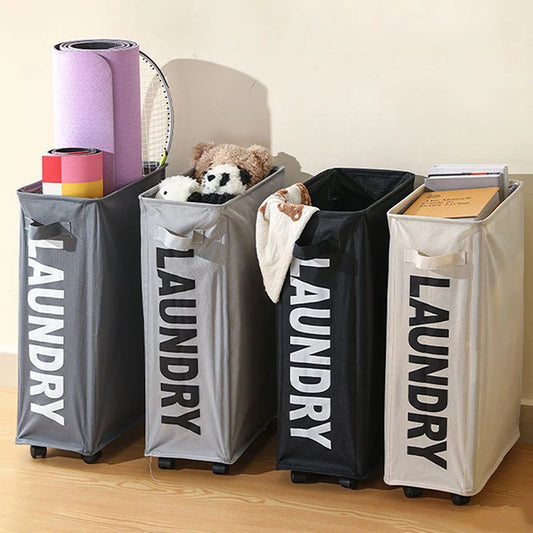 Multifunctional Foldable Waterproof Dirty Clothes Storage Bag Laundry Basket With Wheels Large Capacity Yoga Mat Storage Basket