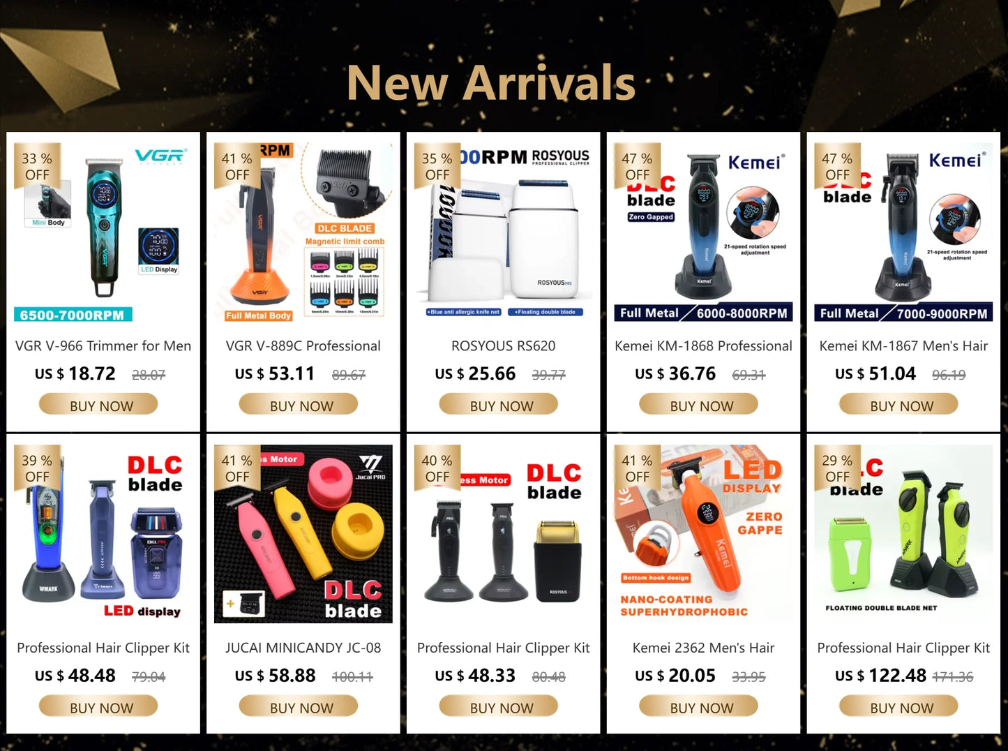Kemei KM-2293 Professional Hair Trimmer Machine Zero Gapped Full Metal DLC T-Blade Finishing Machine USB LED Man's Hair Clipper