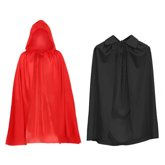 Halloween Costume For Men Woman Kids Female Girl Boy Adult Death Scary Devil Role Red Black Witch Vampire Long Cape Cloak Hooded