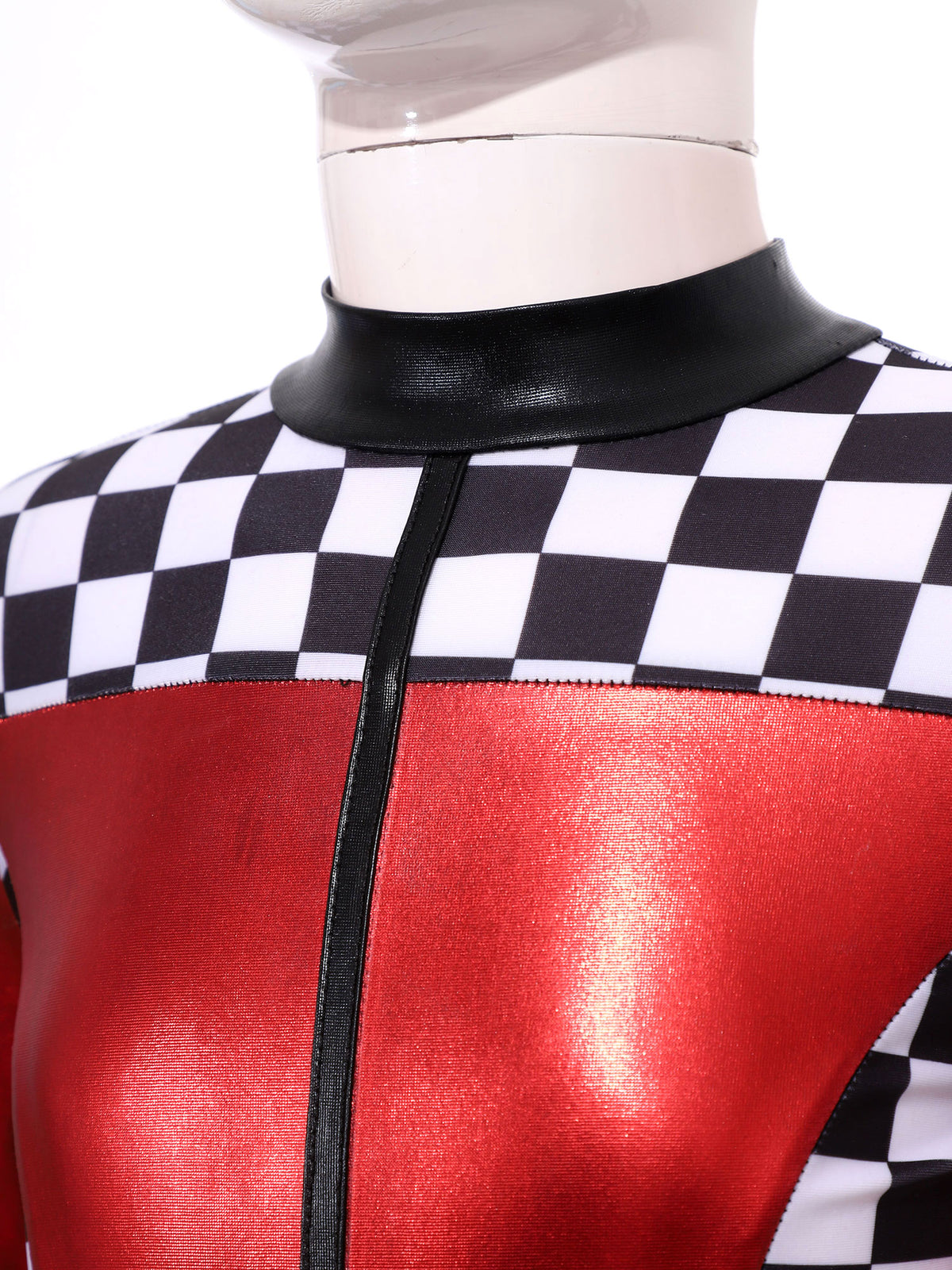 Kids Girls Checkerboard Racer Costume Halloween Car Driver Cosplay Leotard Dress with Tulle Skirt Themed Party Driving Roleplay