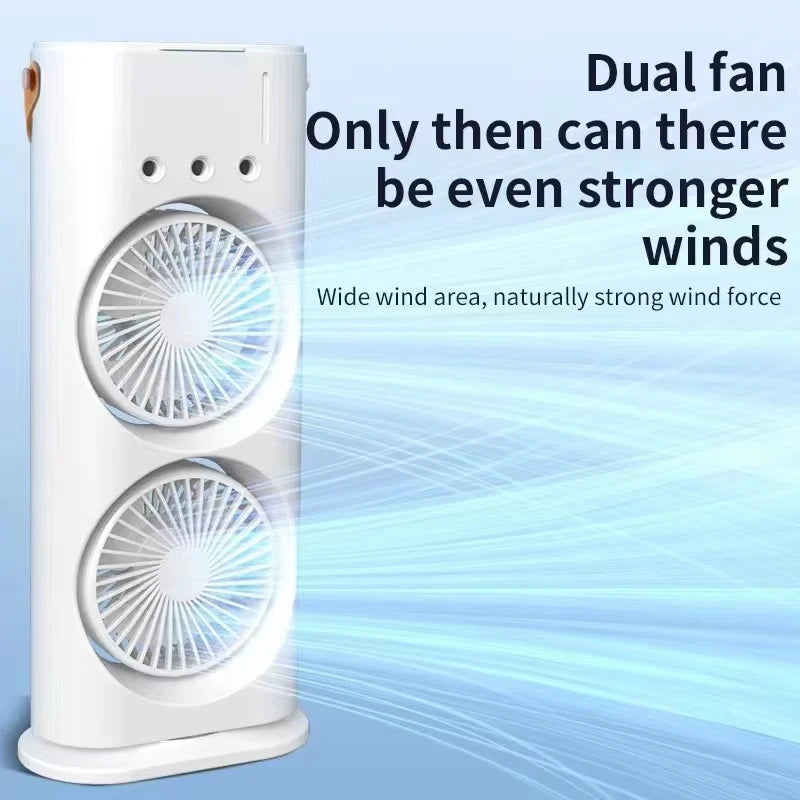 Table Office Use Portable Air Cooling Fan with Remote Control Desktop Water Misting Tower Fan with LED Charging Light
