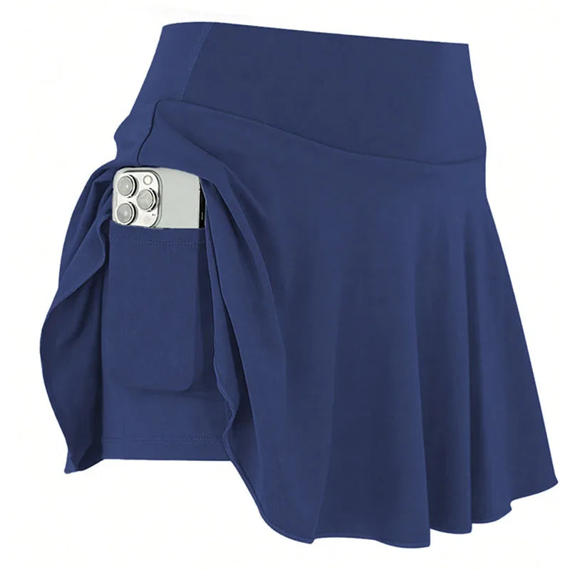 Summer Women Sprints Tennis Skirts Quick Drying Running Workout Fitness Short Skirt High Waisted Athletic Golf Mini Skirt 2 In 1