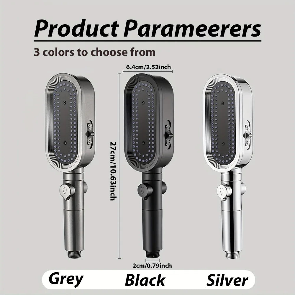 1PC 3 Modes Handheld Filtered Shower Head Hard Water Filter Showerhead Powerful High Pressure Showerhead with On-Off Switch