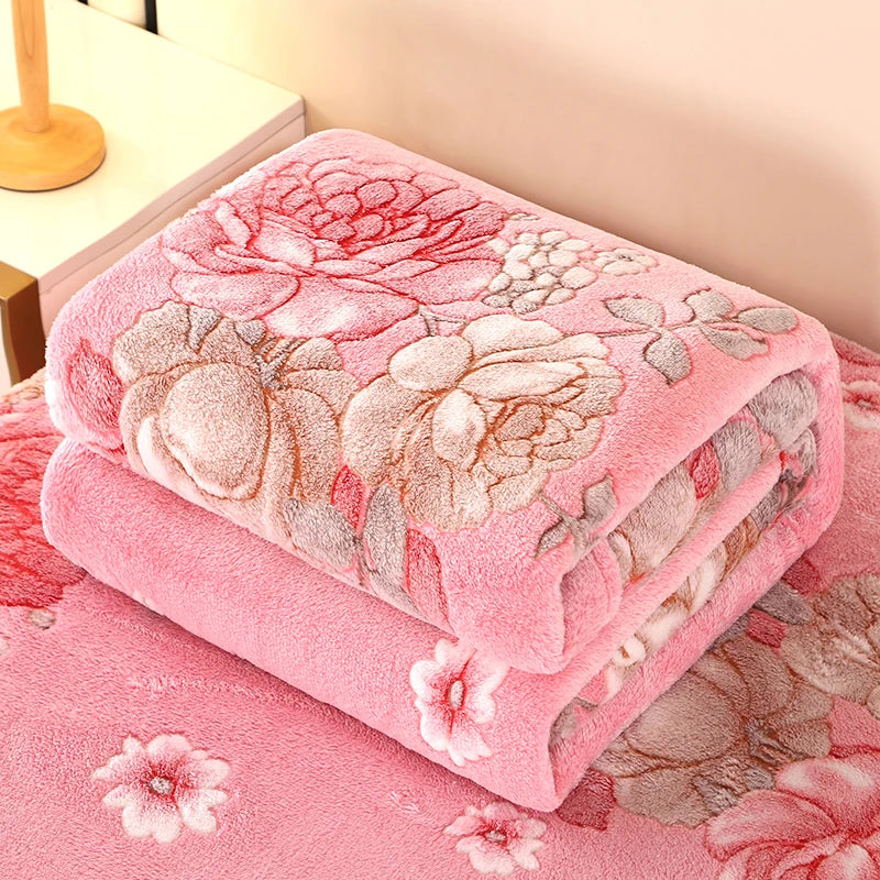 1pc Floral Style Warm Bedspread Fleece Blanket Plaid Travel Shawl Sofa Nap Blanket Home Bedsheet Manta 70X100cm Suitable For Pet