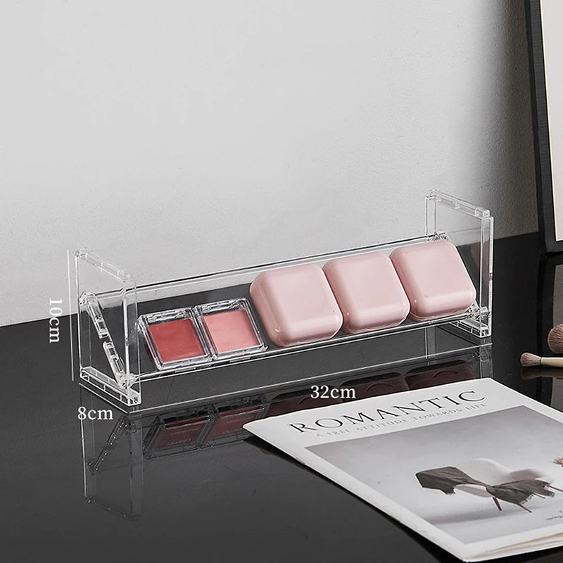 3-Layer Acrylic Cosmetics Rack: Eyeshadow/Blush Tray + Desktop Sundries/Toys Organizer