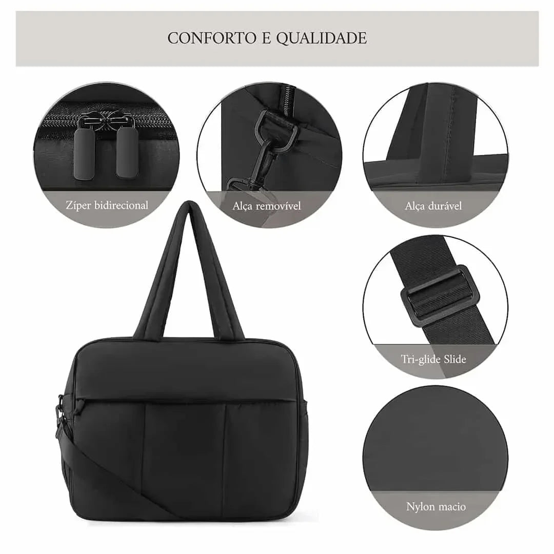 Duffel Weekender Bag Large Capacity Women Multifunction Leisure Travel Puffer Tote Gym Bag Carry on Bag with A Shoe Compartment