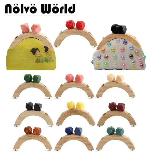 Nolvo World Wooden Bag Handle Closure Kiss Clasp Purse Screws Frame Replace Handbags Wallets Brackets DIY Sewing Accessories
