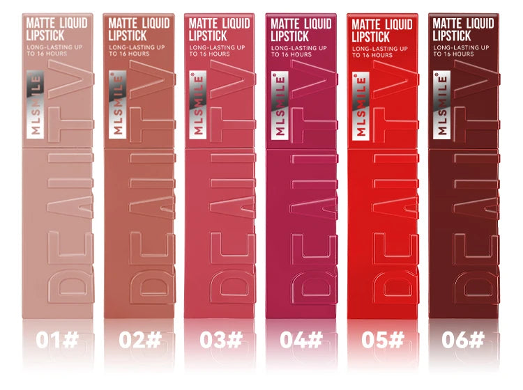 6 Colors of Long-Lasting Velvet Liquid Lipstick with Matte Texture Waterproof Non-Stick Cup Professional Lip Makeup Products