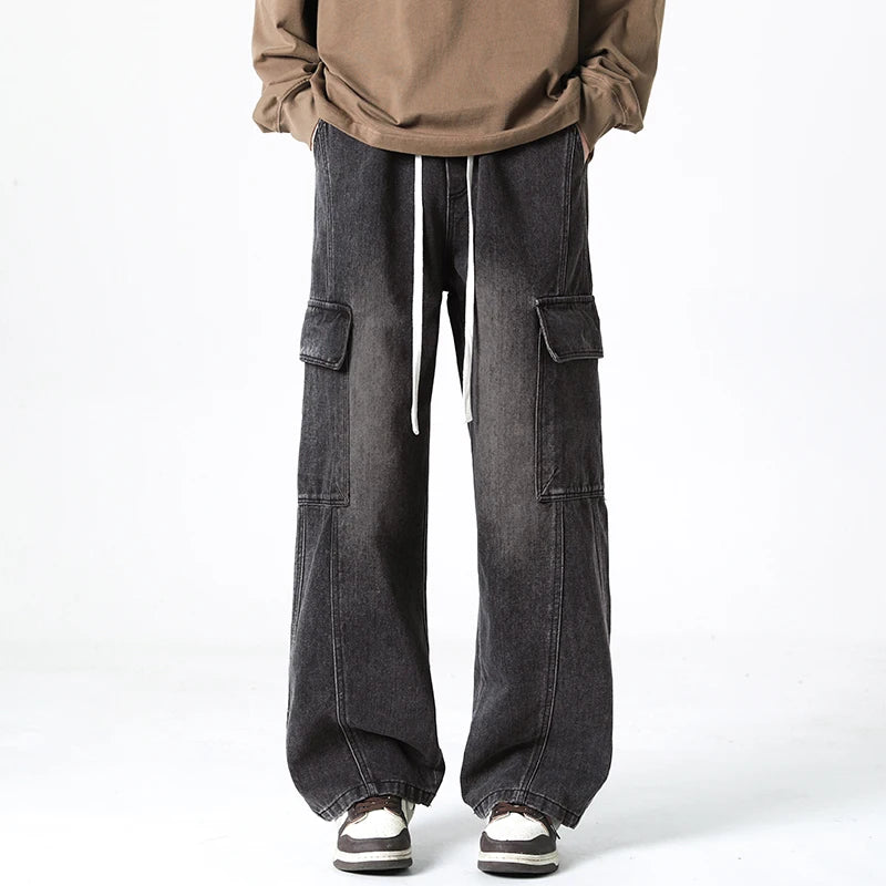 2025 Spring and Summer Men's Jeans Comfortable Versatile Workwear Military Straight Jeans Men's Fashion Trend Classic Style