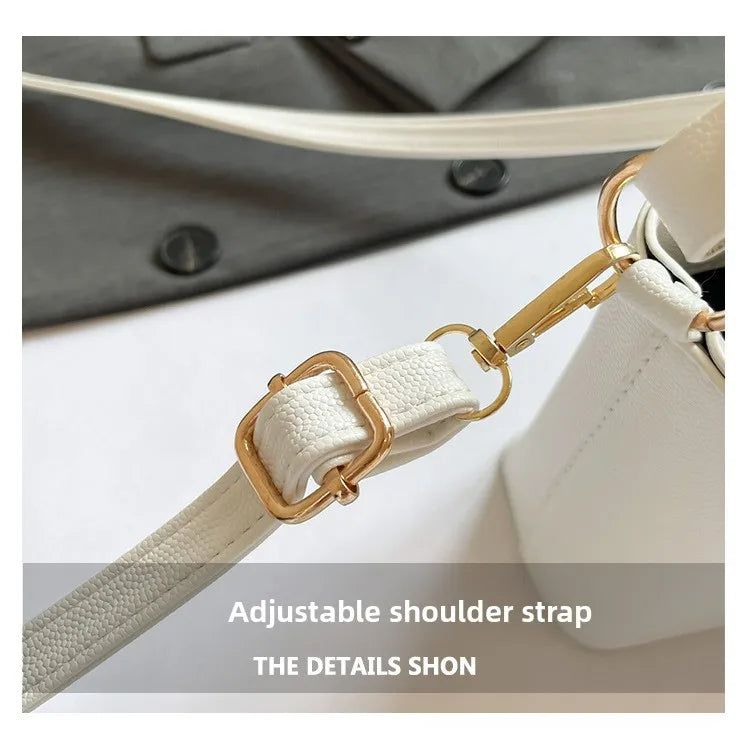 Luxury Women's Tote Bag, Chic V Shaped Stylish Pu Leather Bucket Bag, Top Cover Handbag Women Shoulder Crossbody Bag for Woman