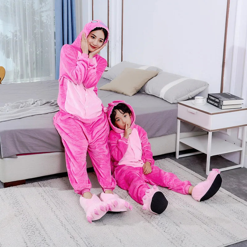 Stitch Animal Onesie Pajamas Warm Winter Sleepwear For Couples Students Performance Costume Cute Cartoon