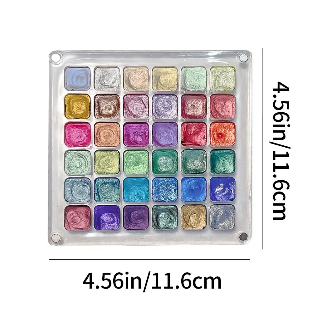 15/36 Color Pearlescent Watercolor Set,Easy-Blend Metallic Shimmer,Solid Paint for Nail Gel/Cat Eye Polish, DIY nail art Kit