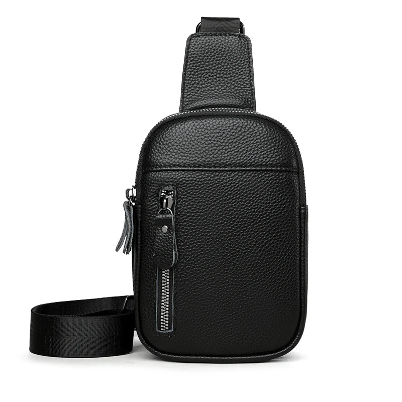 Luxury Genuine Leather Men's Chest Pack Shoulder Bags Fashion Messenger Sling bag Brand Travel Bags Crossbody Unisex Sac Wallet