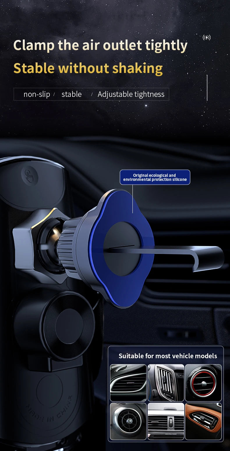 Car Phone Holder Wireless Charger Automatic Intelligent triple sensing magnetic suction charging For Universal All Mobile Phones
