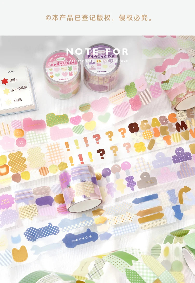 40mm * 300cm Kawaii Ins Basic Geometric Pattern Die Cutting Stickers Creative Handbook Decoration DIY Diary Scrapbook Supplies